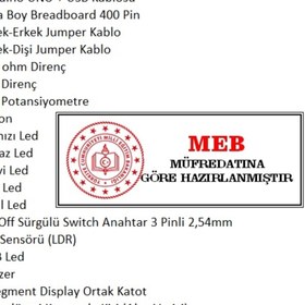 Resim eğiteklab Fen Lisesi Robotik Kodlama Dersi Arduino Uygulama Eğitim Seti 