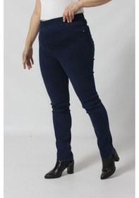 Resim Moda Berray R001 Beli Lastikli Esnek Büyük Beden Mevsimlik Mavi Kot Pantolon Denim - Lacivert 