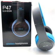 Resim Mavi Stereo P47 Kulaklık 5.0 Bluetooth Kulaklık Katlanır Serisi Kablosuz Spor Oyun Kulaklığı İphone Xiaomi İçin 
