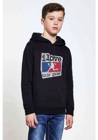 Resim Pubg Ilovethisgame Baskılı Unisex Çocuk Kapüşonlu Siyah Sweat 