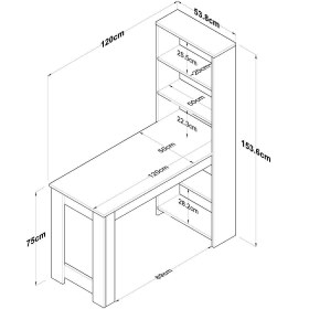 Resim Rani Mobilya Rani Bj113 Raflı Manikür Masası Makyaj Masası Sepet Ceviz - Beyaz 