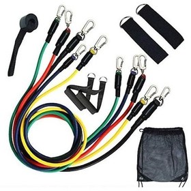 Resim 11 Parça Direnç Bandı Seti Kapı Aparatlı Egzersiz Ve Fitness Lastikleri 
