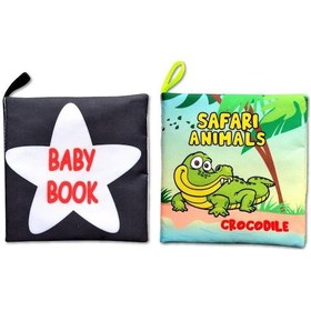 Resim 2 Kitap Tox İngilizce Siyah-beyaz Bebek Ve Safari Hayvanları Kumaş Sessiz Kitap E136 E130 - Bez Kitap , Eğitici Oyuncak , Yumuşak Ve Hışırtılı 