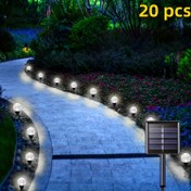 Resim 20'li Paket LED Güneş Enerjili Bahçe Kristal Işıklı Çim Aydınlatma, IPX4 Dış Mekan Peyzaj Aydınlatması, 8 Parlak Işık Modu ile Avlular, Çimler, Partiler, Bağımsızlık Günü, Noel ve Dekorasyon İçin Uygun 