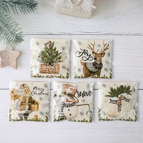 Resim 100 Adet, Vintage Noel Kendinden Yapışkanlı Hediye Çantası, 10*13 cm, Kardan Adam Geyik Noel Baba Ağaç Desenli Plastik Paketleme Torbası, Ev Dekorasyonu için Mutlu Noeller, Yılbaşı ve Parti Malzemeleri, Kış Temalı Partiler İçin Noel Hediyeleri 