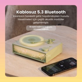 Resim Aroma Terapi Bluetooth Hoparlör Nostalji Plak Görünüml 3D Ses Dalgası Işıklı Aroma Difüzörü 