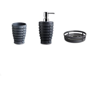 Resim Primanova Palm Antrasit Sıvı Sabunluk Katı Sabunluk Diş Fırçalık Antrasit 