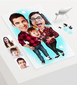Resim Kişiye Özel Aile Karikatür 240 Parça A3 Puzzle - 2 