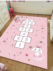 Resim Seksek Çocuk Oyun Halısı Kaymaz Makinede Yıkanabilir Eğitici 1 Pembe - Beyaz 