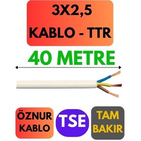 Resim Öznur 3x2,5 Ttr Kablo Metre Seçenekli Beyaz - 40 Metre 