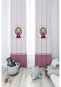 Resim Mekta Home Bebek Ve Çocuk Odası Kıvırcık Saçlı Prenses Kız Deseli 2 Kanat Fon Perde 
