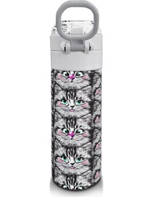 Resim Coral High Kids Gri Kedi Desenli Pipetli Ve Direkt İçim Çelik Termos 500 Ml 31851 Gri 