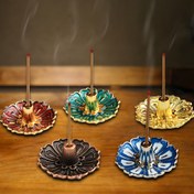 Resim 1 adet Lotus Tütsü Yakıcı Lotus İplik Tütsü Çubuğu Tütsü Yakıcı İç Mekan Tütsü Tutucu Tabak Metal Tütsü Yakıcı 