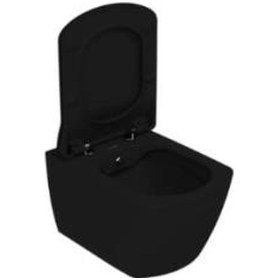 Resim Eg321 Elegant Rim-off Kanalsız Duroplast Yavaş Kapanan Klozet Kapaklı Kömür Karası Mat Siyah Set Siyah 