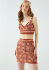 Resim Etnik Desen Pamuklu Multi Triko Etek - Multi / M-L 