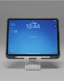 Resim Masaüstü Kaymaz Taban Telefon Ve Tablet Standı - Kulaklık Ve Not Kağıdı Bölmeli-kiremit Beyaz 