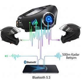Resim Q28 Kameralı Bluetooth Kask Interkom 1080p Kayıt Su Geçirmez Lcd Ekran Motor Kulaklığı 
