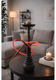 Resim Hdmarketim Cam Hazneli Uzun Nargile Takımı Modern Tasarım 78 Cm 