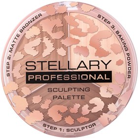 Resim Stellary Face Sculptor 02 - 3in1 Palette Contour, Bronzer & Powder - Gratis 