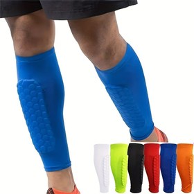 Resim 2 Adet Uniseks Futbol Kaval Kompresyon Kollukları Petek Dolgulu, Kaymaz Bacak Kolçaklı Hafif Beyzbol, Futbol, Basketbol, Boks, Tekvando ve Dağ Bisikleti Sporları İçin Uygun 