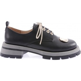 Resim Dgn 4002 Kadin Aksesuarli Loafer Ayakkabi 4002-1974-R4864 Siyah 