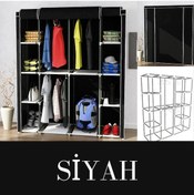 Resim Holtech Elit Lüks Bez Dolap Kumaş Gardırop Siyah 