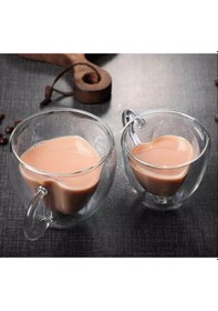 Resim Kalp Şeklinde Cam Bardak Beyaz 