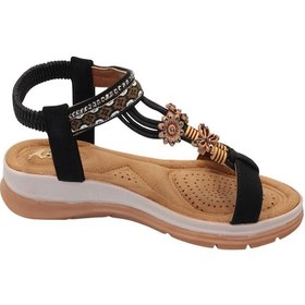 Resim Celira Akç A25 Siyah Günlük Taşlı Kadın Sandalet Ayakkabı Çok Renkli 