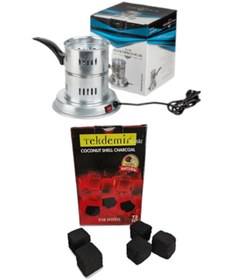 Resim TEKDEMİR Elektrikli Nargile Köz Yakma Makinası / Ocağı + 1kg Nargile Kömürü 