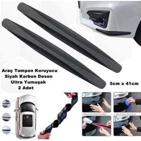 Resim caraks Tampon Koruyucu Plastik Ultra Yumuşak Şekil Alabilen Siyah Karbon Desen 2 Parça 5cm X 41cm 1. Kalite 