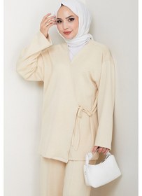 Resim Bestenur Kimonolu Oysho İkili Takım 1623 - Bej Bej 