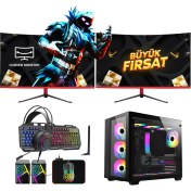 Resim Ramtech Rmt Live V50 İ5-10400F 16 GB Ram 512 GB SSD RX580 8 GB 23.6 Curved Dual Monitör Oyuncu Pc 