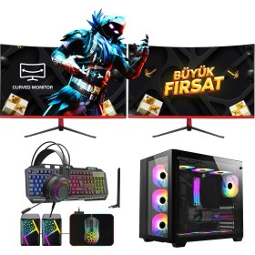 Resim Ramtech Rmt Live V50 İ5-10400F 16 GB Ram 512 GB SSD RX580 8 GB 23.6 Curved Dual Monitör Oyuncu Pc 