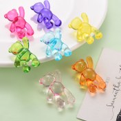 Resim 10 adet Karışık Renkli Akrilik Ayı Boncuklar, 37x28x13mm - Parlak Yarı Saydam El Sanatları Boncukları DIY Takı Yapımı ve Bilezikler için, El Yapımı Aksesuarlar İçin Mükemmel, Takı Yapımı İçin Boncuklar 