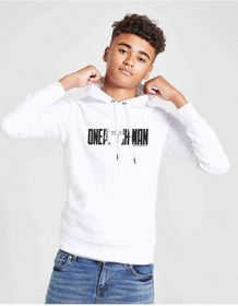 Resim One Punch Man Logo Baskılı Unisex Çocuk Kapüşonlu Beyaz Sweat Beyaz 