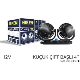 Resim Araç Içi Vantilatör Küçük Çift Başlı 12v 4 İnç Üniversal Niken 