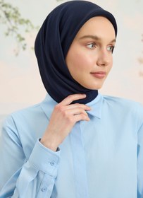 Resim Floş Viskon Düz Eşarp Lacivert - STD 