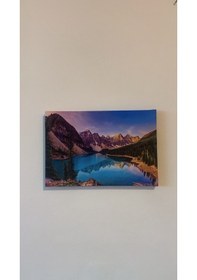 Resim Akarsu Orman Dağ Manzaralı Natürel Ahşap Çerçeve Ev İşyeri Ofis D 