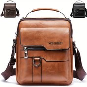 Resim Erkek Vintage Crossbody Çantası - Ayarlanabilir Askı, Çoklu Bölümler, İş Gündelik Omuz Çantası "WEIXIER SINCE 51.0metre Markalama, Siyah ve Kahverengi Seçenekler, Casual Crossbody | Vintage Crossbody | Ayarlanabilir Askı Çantası 