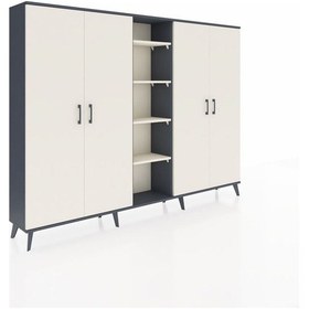 Resim Arges Dolap 12 Raflı 4 Kapaklı 220x30x163 Antrasit-aytaşı Aytası - Antrasıt 