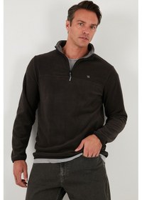 Resim Buratti Slim Fit Anti-Pilling Tüylenme Yapmayan Bato Yaka Şardonlu 2'Li Paket Erkek Polar 5906001S2 Orange-Antrasit 