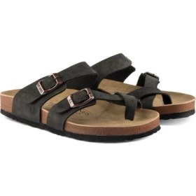 Resim Fly Soft S042.031 Kadın Parmak Arası Çift Tokalı Mantar Taban Comfort Terlik Bej 