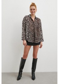 Resim Never More Leopar Desen Gömlek Siyah Siyah 