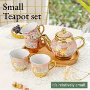 Resim 5 parça/set Porselen Çay Seti, 1 adet Demlik ve 4 adet Çay Fincanı içerir, Avrupa Gilt Seramik Çay Seti, Kahve Seti, Ev Çay Partisi Restoran Kahve Dükkanı için, Çay Partisi Seti, Hediye Paketleri 