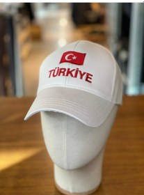 Resim Hamze Türkiye Bayrak Nakışlı Pamuklu Unisex Cap Şapka Beyaz 