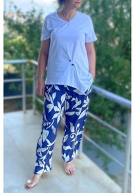 Resim Mia Butik Büyük Beden Bahar Takım Beyaz - Mor Beyaz-mor 