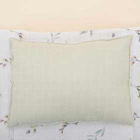 Resim Alt Açma Matı ve Yastık - Çift Taraflı - Açık Yeşil Muslün - Yapraklar 