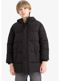 Resim DeFacto Erkek Çocuk Su İtici Kapüşonlu Fermuarlı Çıtçıt Kapamalı Cepli Parka C8782A824WNBK27 