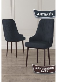 Resim Canisa Trex Serisi 1.sınıf Babyface Kumaş Kahve Metal Ayak 6 Adet Antrasit Sandalye Sandalye Antrasit Ayakları Kahve 