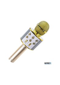 Resim Winex Usbatf Sd Kart+3.5 MM Giriş Bluetooth Karaoke Mikrofonu Gold 